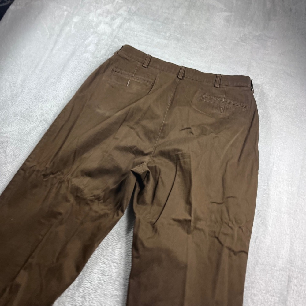 Polo Ralph Lauren Hammond Pant Mens 36/30 Brown Pleated Cuffed Cotton Chinos - Picture 11 of 12